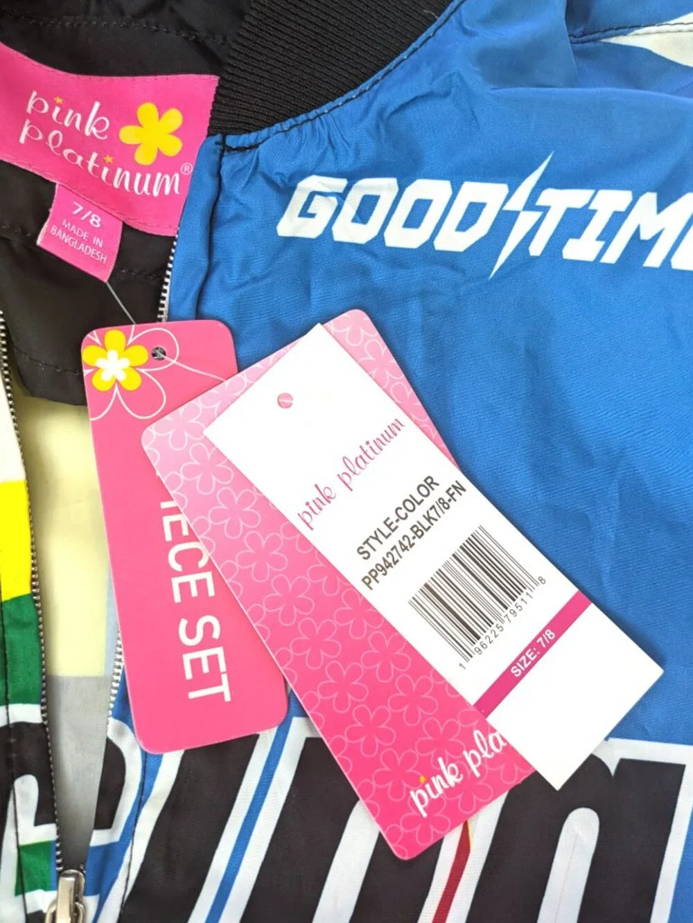 NWT Pink Platinum Racing Top - Girl's 7/8 - Windbreaker Zipper Jacket